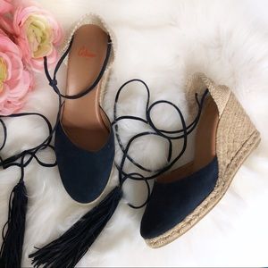 Castañer Carina Navy Tassel Lace Up Espadrille 39
